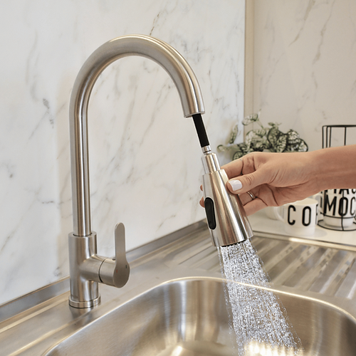 Llave Lavaplatos En Acero Inoxidable Con Manguera Satin