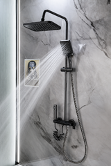 Columna De Ducha Multifuncional Digital Pianoforte Gris Concreto-Negro