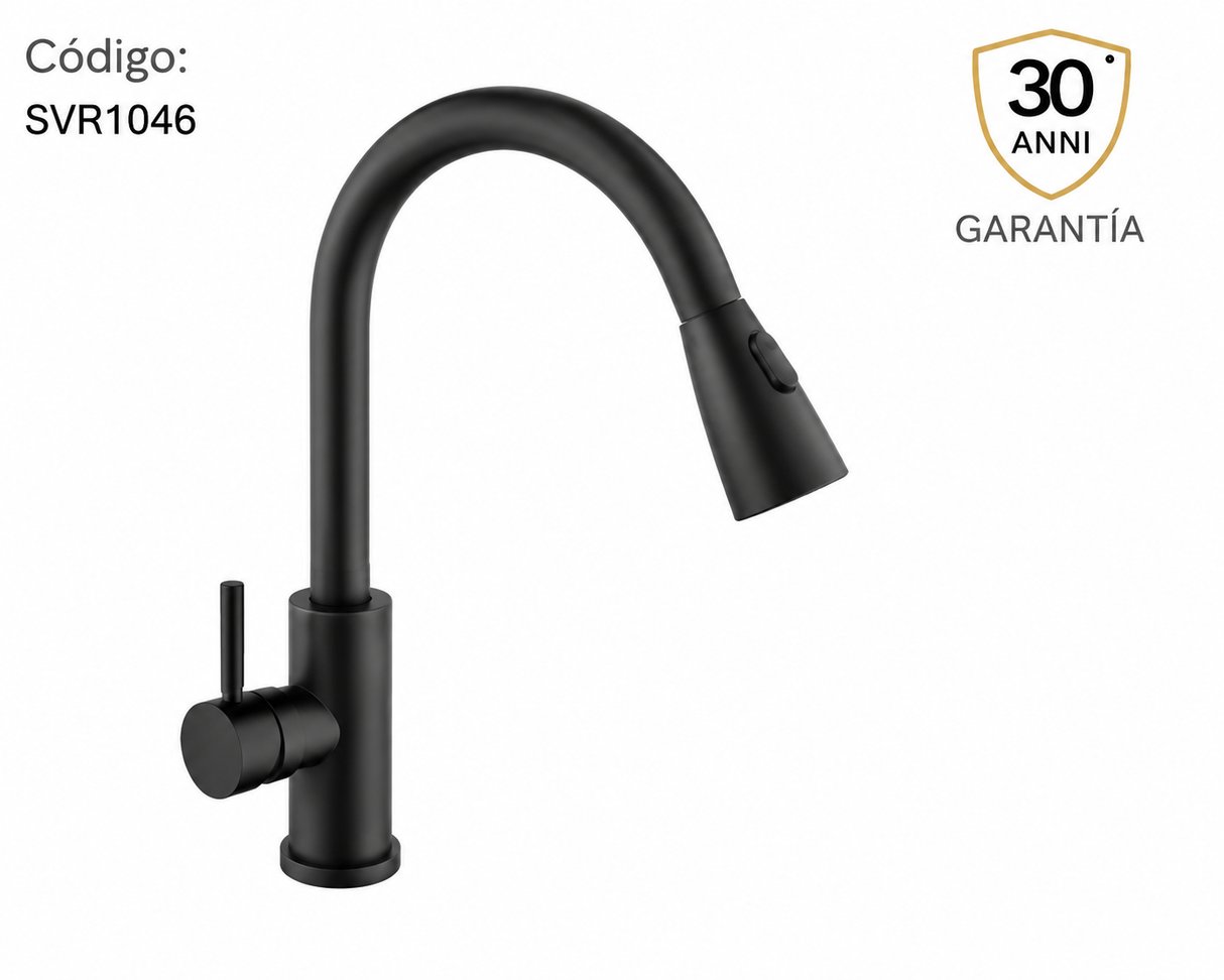 Lavaplatos Monocontrol Rociador Tacchino Negro Mate