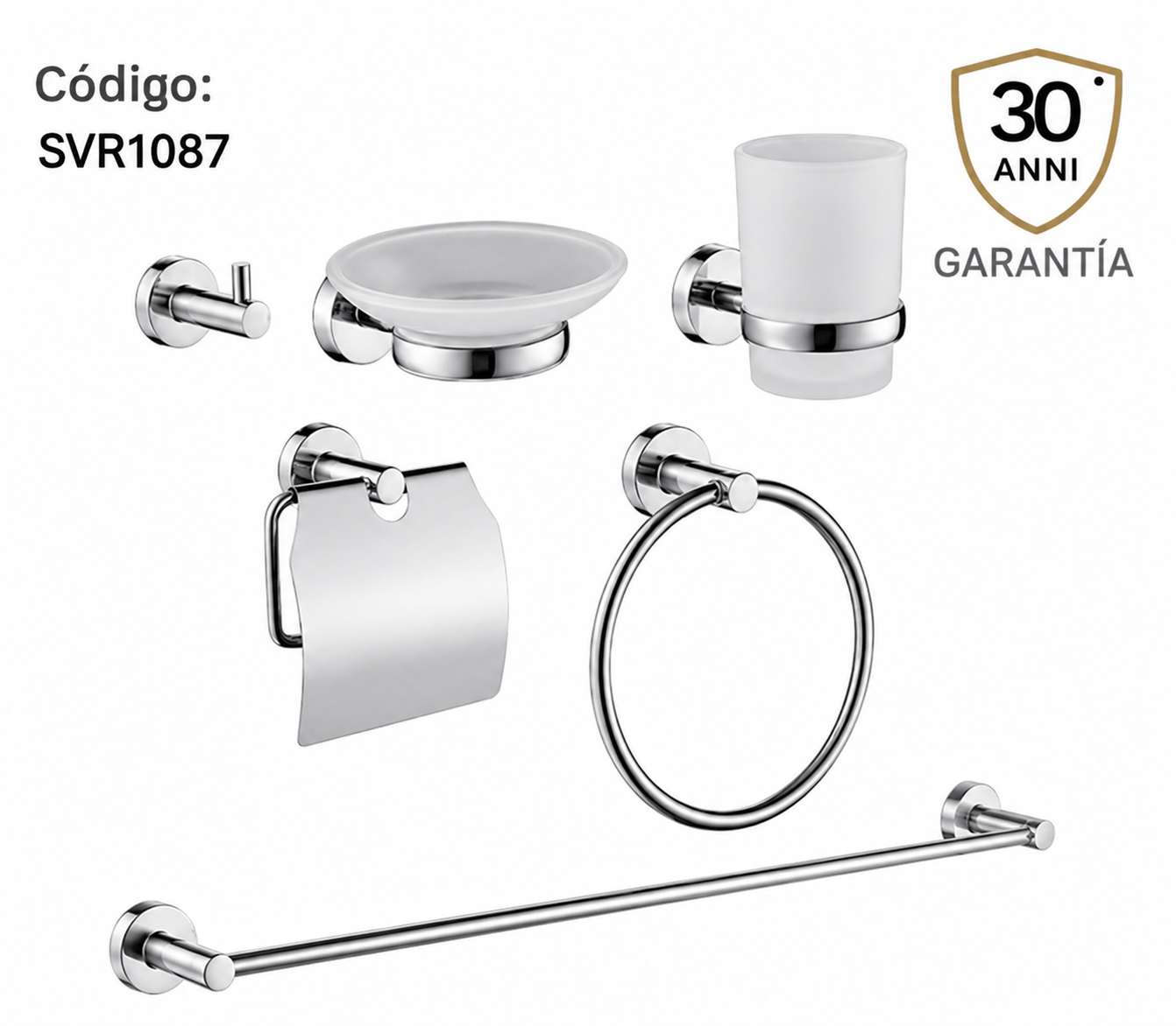 Juego Accesorios Singolo X 6 Niquel Texturizado