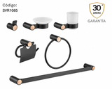 Juego Accesorios Duetto X 6 Gris Concreto-Oro Rosa Texturizado
