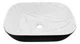 Lavamanos de Sobreponer En Ceramica Negro Mate Con Marmol