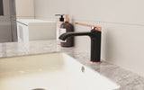 Lavamanos Monocontrol Medio Spacco Negro Mate-Oro Rosa Texturizado